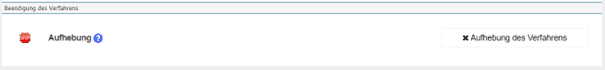Bild 6: Bereich zur Aufhebung des Vergabeverfahrens auf der Übersichtsseite