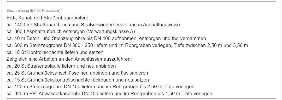 Beispiel für einen mehrzeiligen Feldeintrag